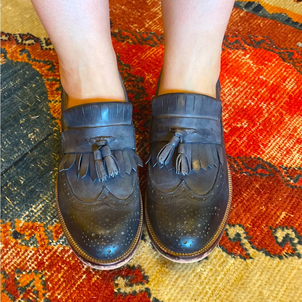 Blue Leather Loafers